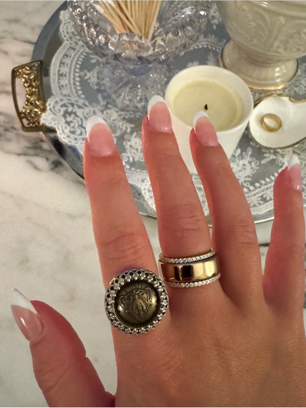 Handcrafted Gucci Button Ring - Picture 2 of 4